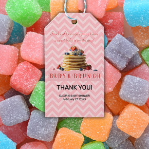 Baby & Brunch Pink Strawberry Pancakes Baby Shower Gift Tags