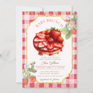Baby Brunch Strawberry Fruit Pancake  Invitation