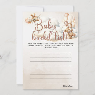 BABY BUCKET LIST Baby Shower Game Cute Bear Invitation