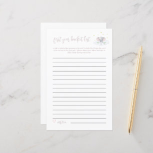 Baby Bucket List Game Elephant Baby Shower Pink