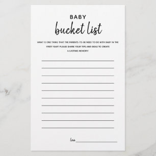 Baby Bucket List Minimalist Baby Shower Game