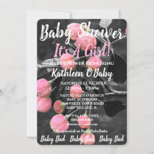 BABY BUD PHOTO BABY GIRL SHOWER INVITATION