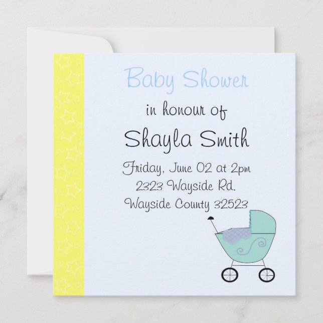 Baby Buggy Baby Shower Invitation (Front)