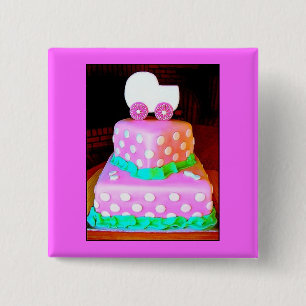 Baby Buggy Cake - Girl 15 Cm Square Badge