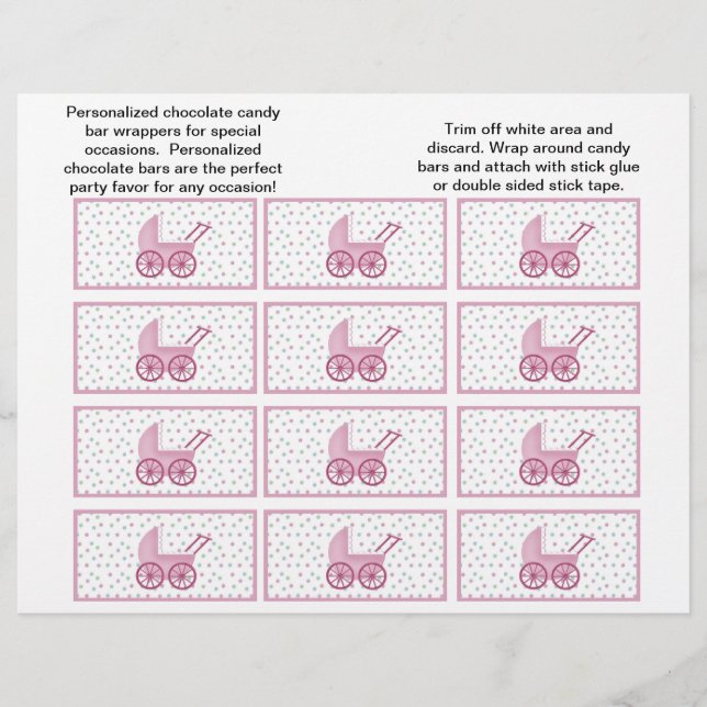 Baby Buggy Candybar Wrappers (Pink) (Front)