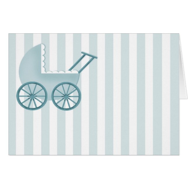 Baby Buggy Card (Blue) (Front Horizontal)