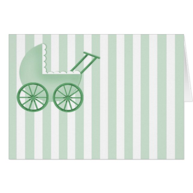 Baby Buggy Card (Green) (Front Horizontal)
