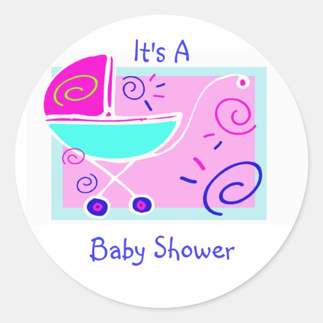 Baby Buggy Envelope Seal Stickers Template (Front)