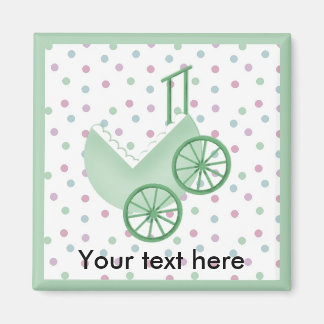 Baby Buggy Green Magnet