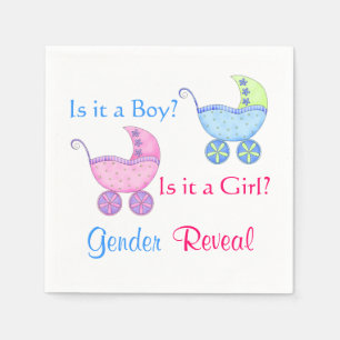 Baby Buggy Pink Blue Gender Reveal Party Napkin