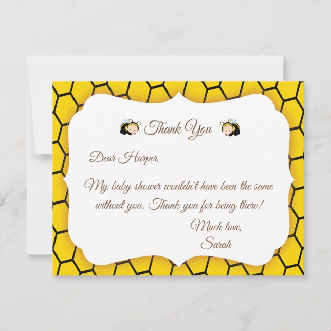 Baby Bumble Bee's Baby Shower Thank You Card (Front)