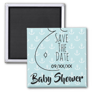 Baby Bump Anchors Aqua Baby Shower Save The Date Magnet