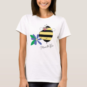 Baby Bump Blue Floral Mom to Bee with Glasses T-Shirt