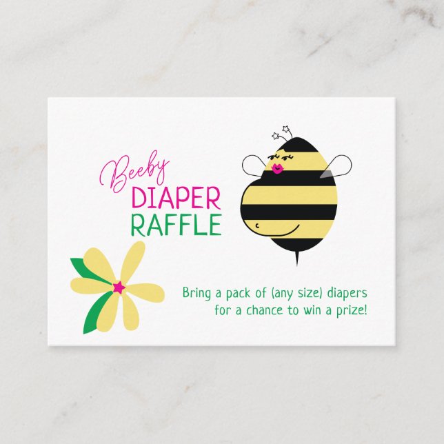 Baby Bump Mum Bee Beeby Diaper Raffle Enclosure Card (Front)