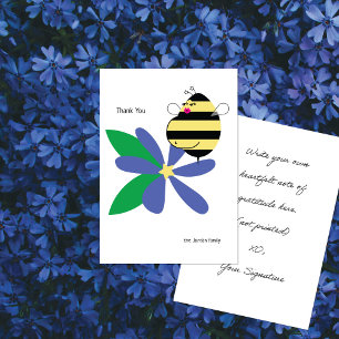 Baby Bump Mum Bee Blue Flower Thank You Card