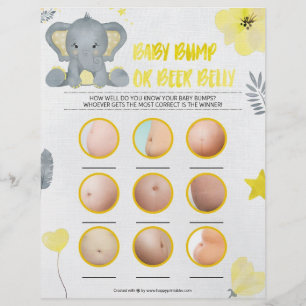 Baby Bump Or Beer Belly [Baby Elephant [Yellow]] Custom Letterhead