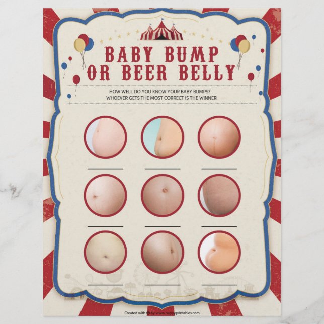 Baby Bump Or Beer Belly [Circus Theme] Custom Letterhead (Front)