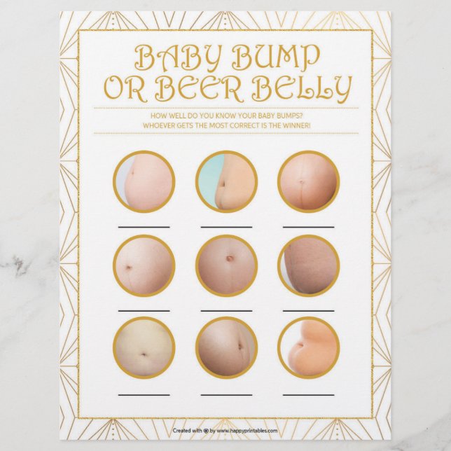 Baby Bump Or Beer Belly [Golden Lines] Custom Letterhead (Front)