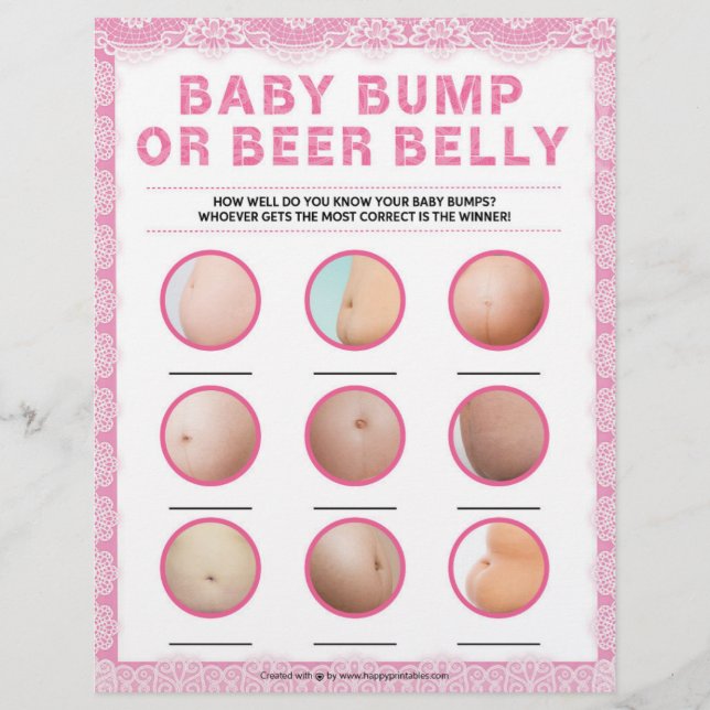 Baby Bump Or Beer Belly [Luxury Lace [Pink]] Custom Letterhead (Front)