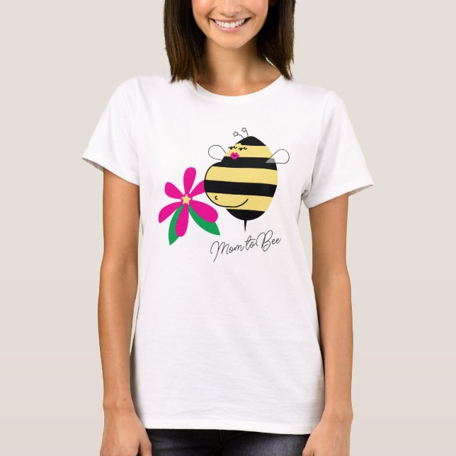 Baby Bump Pink Floral Mum to Bee T-Shirt (Front)