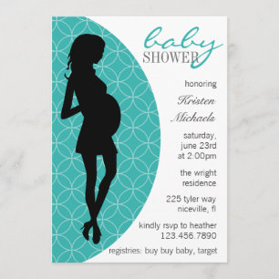 Baby Bump Silhouette Invite [Teal]