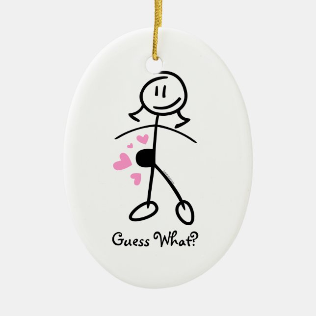Baby Bump Stick Mum Personalised Ornament (Front)