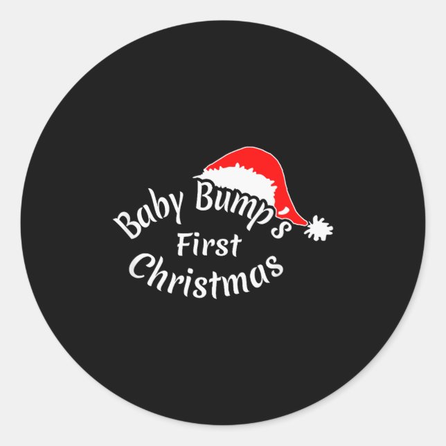 Baby Bump's First Christmas, Pregnancy T Shirt  Classic Round Sticker (Front)