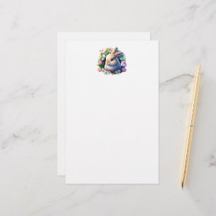 Baby Bunny among Colourful Spring Flowers Stationery