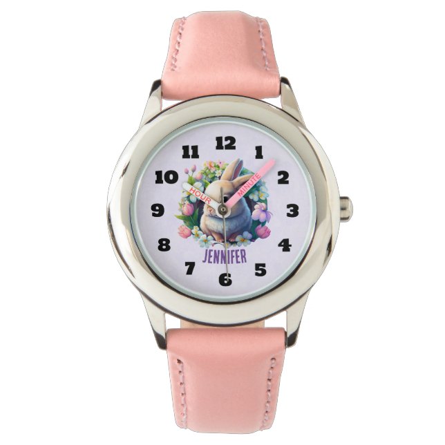 Baby Bunny among Colourful Spring Flowers Watch (Front)