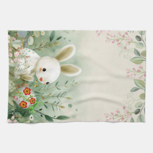 BABY BUNNY AND EASTER EGG TEA TOWEL