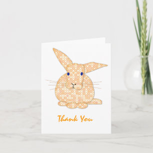 Baby Bunny Applique Yellow Thanks Thank You Card