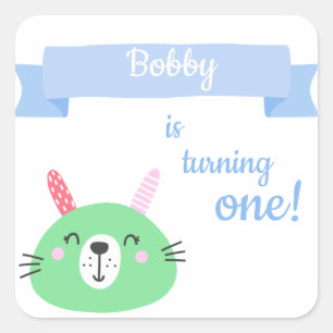 Baby Bunny   Baby Boy's 1st Birthday Celebration Square Sticker