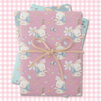 Baby Bunny Baby Shower 3 Giftwrap Wrapping Paper Sheet