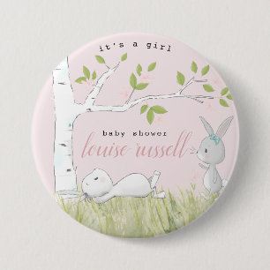 baby bunny baby shower 7.5 cm round badge