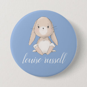 baby bunny baby shower 7.5 cm round badge