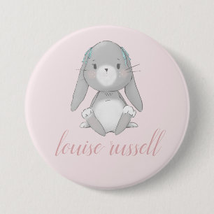 baby bunny baby shower 7.5 cm round badge