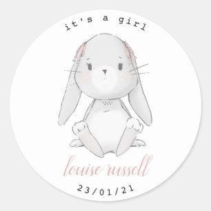 baby bunny baby shower classic round sticker