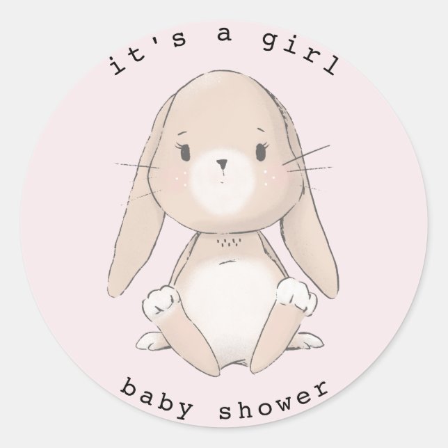 baby bunny baby shower classic round sticker (Front)