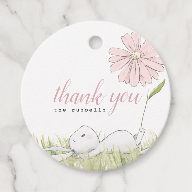baby bunny baby shower favour tags (Front)