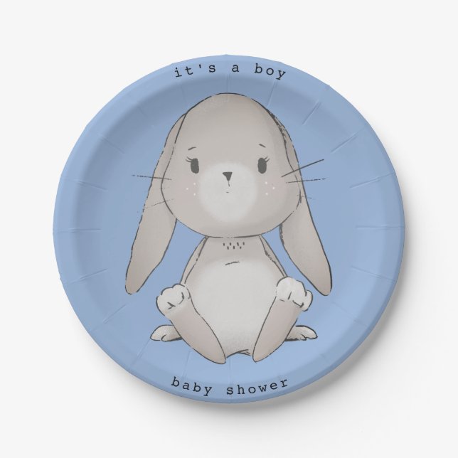 baby bunny baby shower paper plate (Front)