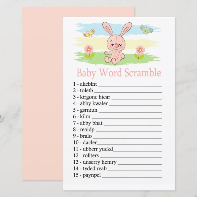 Baby bunny Baby word scramble game (Front/Back)