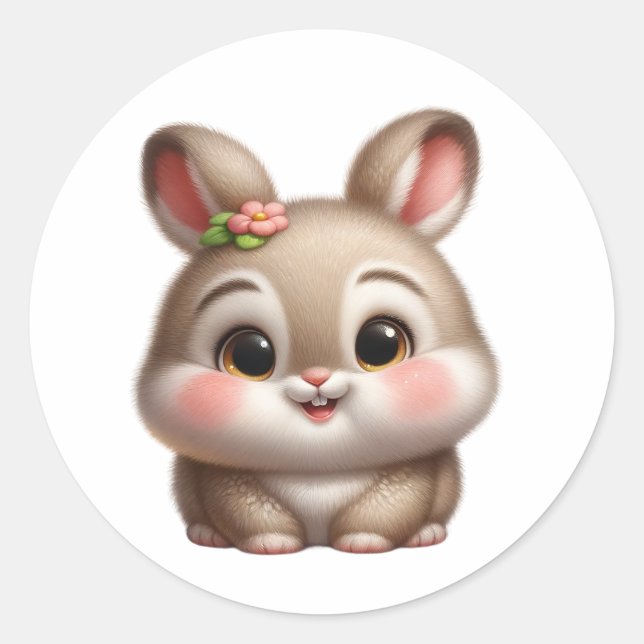 Baby bunny classic round sticker (Front)