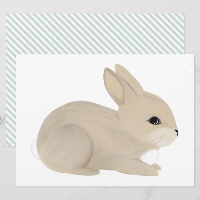 Baby Bunny, cut out Invitation (Front/Back)