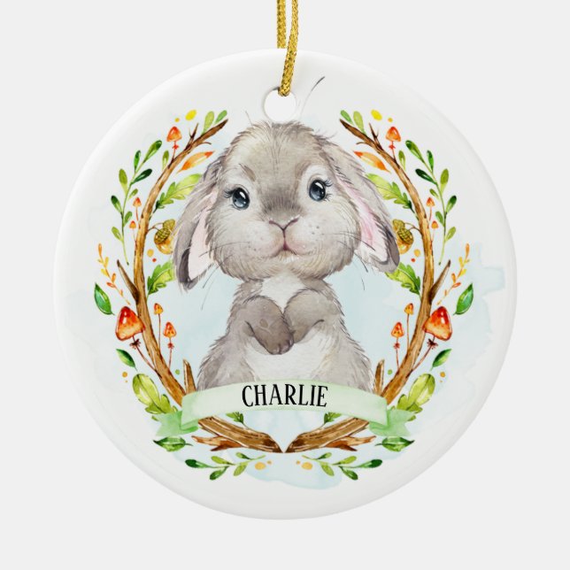 Baby Bunny Cute Ceramic Tree Decoration (Front)