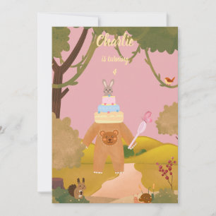 Baby Bunny Forest birthday  Invitation
