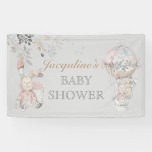 Baby Bunny Gender Neutral Hot Air Balloon Banner