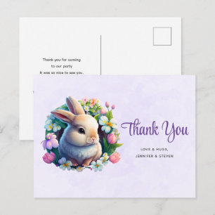 Baby Bunny in Spring Flowers Thank You Postcard