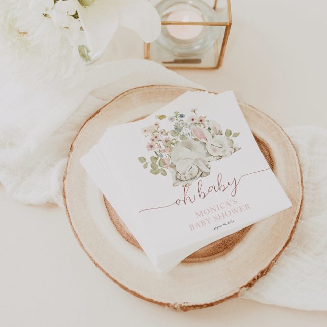 Baby Bunny It's a Girl Wildflower Napkin (Baby Bunny Napkins)
