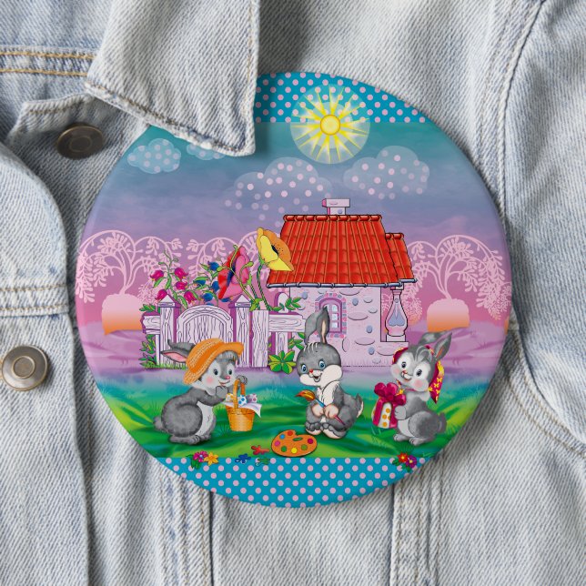 Baby Bunny little 6 Cm Round Badge (In Situ)