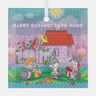 Baby Bunny little  Glass Tree Decoration